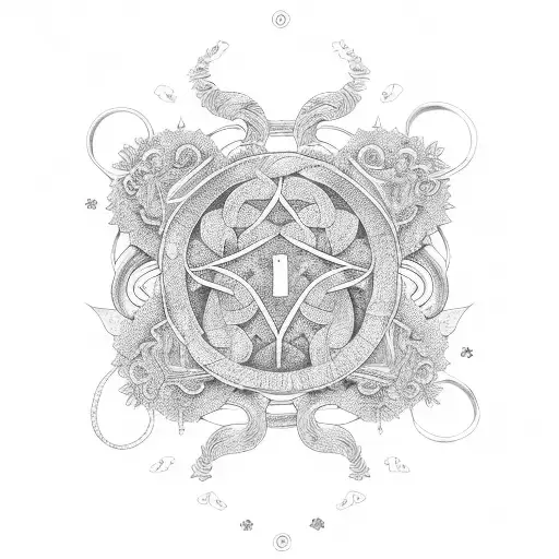 three omamori charms linked by their ribbons tattoo design idea