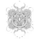 three omamori charms linked by their ribbons tattoo design idea