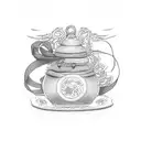 three omamori charms linked by their ribbons tattoo design idea