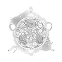 three omamori charms linked by their ribbons tattoo design idea