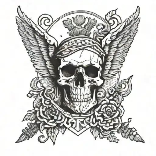 Incorporate symbols of war and right-wing views in a tattoo design inspired by Ukrainian patriotism tattoo design idea