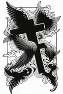 cross with wings flying tattoo design idea