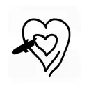 heart with plane tattoo design idea