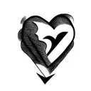 heart with plane tattoo design idea