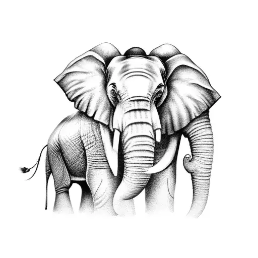 4 elephants and Buddha tattoo design idea