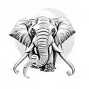 4 elephants and Buddha tattoo design idea