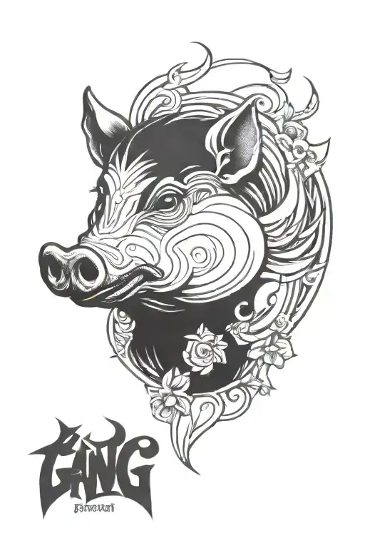 gang tattoo design featuring a hog tattoo design idea