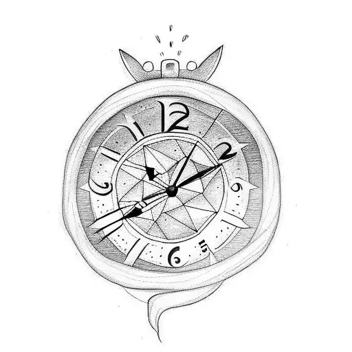 clock, twelve, cabin, wolfs, young girl, pack tattoo design idea