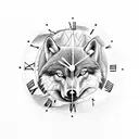 clock, twelve, cabin, wolfs, young girl, pack tattoo design idea