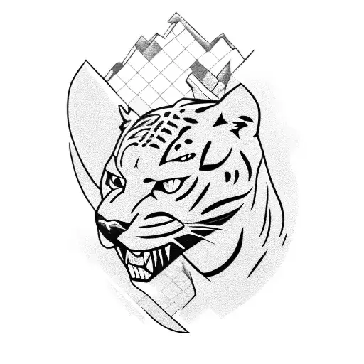panther running through the fence tattoo design idea