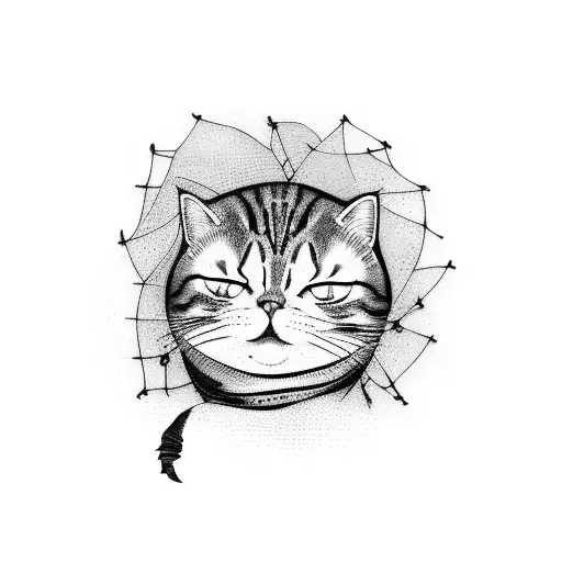 cat running through the fence tattoo design idea