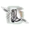 cowgirl boot with whiskey bottle tattoo design idea