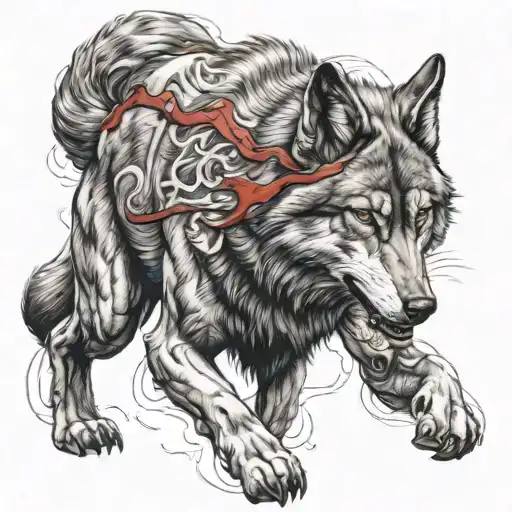 Big wolf alpha with bloods  tattoo design idea