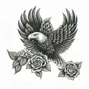 eagle and rose  tattoo design idea