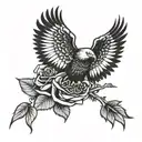 eagle and rose  tattoo design idea