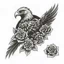 eagle and rose  tattoo design idea