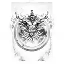 A dramatic scene of Zeus casting thunderbolts in a war against Titans tattoo design idea