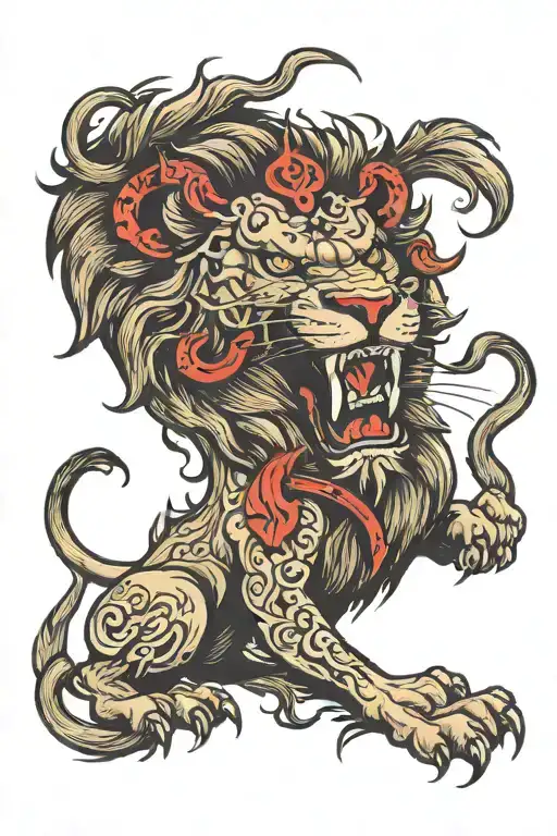 demonic lions tattoo design idea