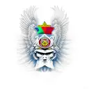 double headed eagle with warrior  tattoo design idea