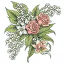 Lily of the valley, Rose, Hawthorn, honeysuckle tattoo design idea