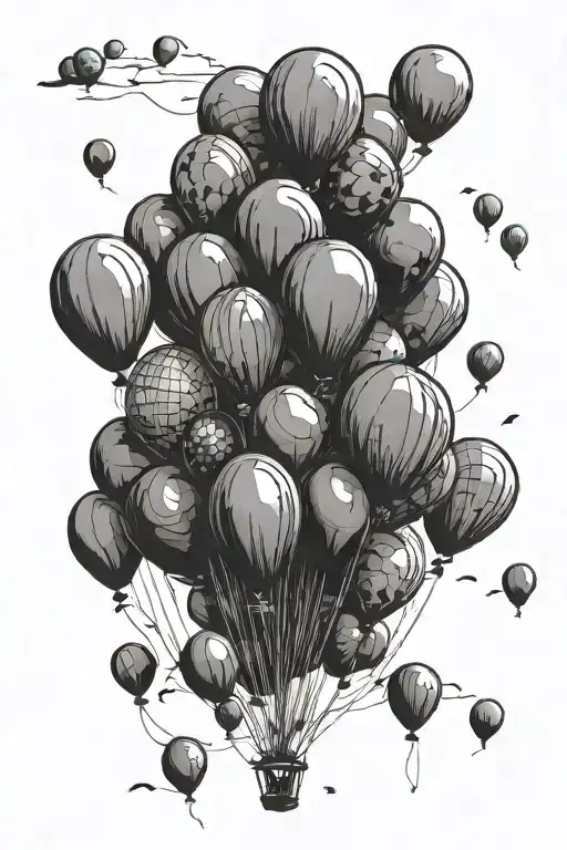 black balloons and one balloon floating away  tattoo design idea