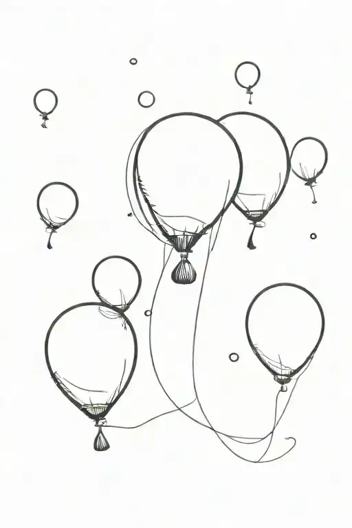 black balloons floating and two balloons floating away tattoo design idea