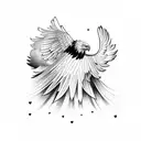 An eagle soaring through the sky with a football in its talons, combining the client's love for both football and eagles tattoo design idea