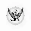 An eagle soaring through the sky with a football in its talons, combining the client's love for both football and eagles tattoo design idea