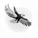An eagle soaring through the sky with a football in its talons, combining the client's love for both football and eagles tattoo design idea