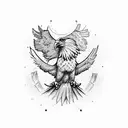 An eagle soaring through the sky with a football in its talons, combining the client's love for both football and eagles tattoo design idea