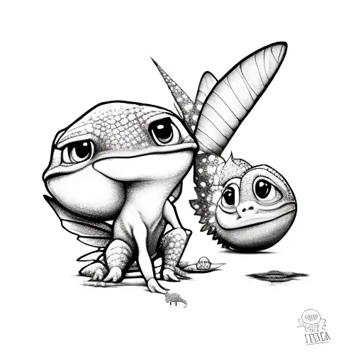 baby brachiasaurus with tinkerbell tattoo design idea