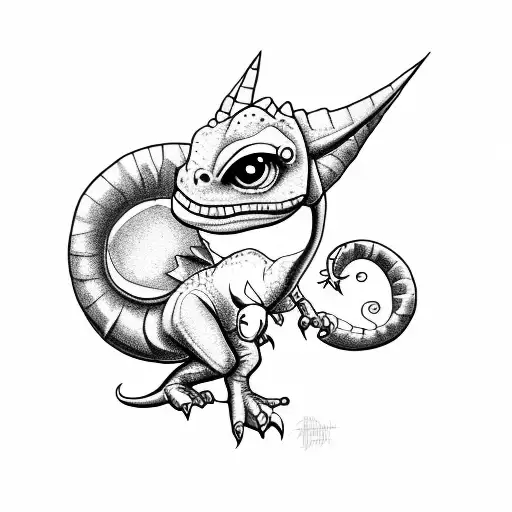 baby dinosaur and tinkerbell tattoo design idea