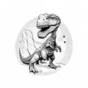 dinosaur holding tinkerbells hand tattoo design idea