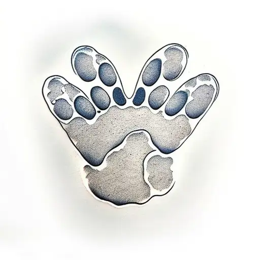 Traditional "Dog Paw Print And Cat Paw Print" Tattoo Idea BlackInk AI