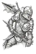 smile and templar knight tattoo design idea