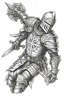 smile and templar knight tattoo design idea