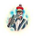 old man playing saxophone tattoo design idea