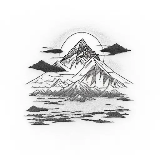 sunset with mountain and a cessna tattoo design idea