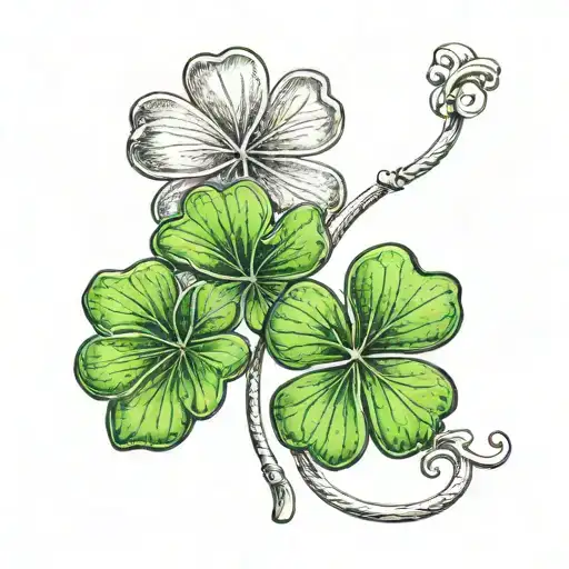 4 leaf clover with a D on 2 of the clovers tattoo design idea