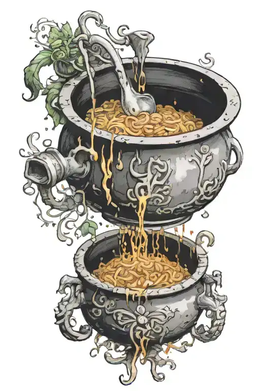 a large cauldron with pilaf tattoo design idea