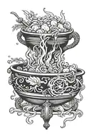 a large cauldron with pilaf tattoo design idea
