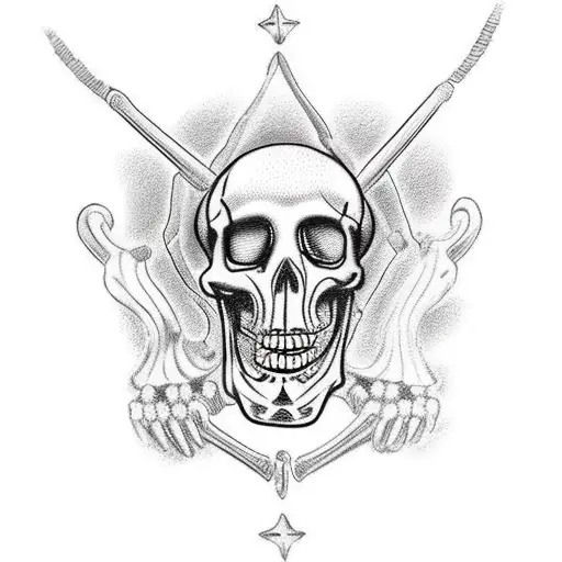 3 uniformed skeleton US soldiers with working dog tattoo design idea