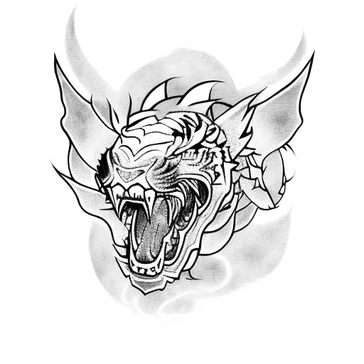 Dragon fighting a tiger tattoo design idea