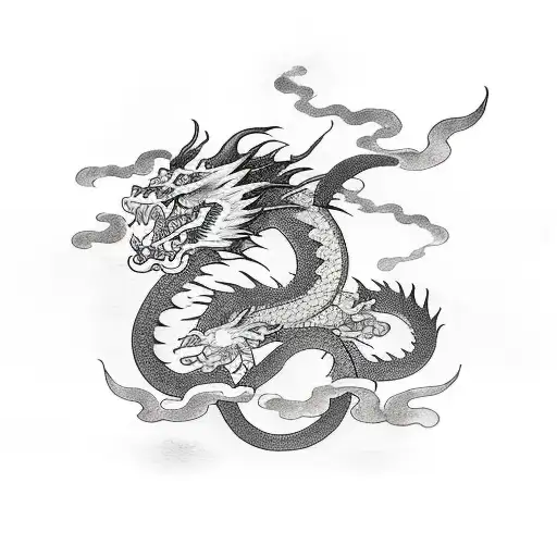 Dragon fighting a tiger tattoo design idea