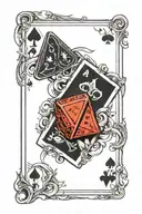 a deck of cards and a 20 sided dice tattoo design idea