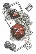 a deck of cards and a 20 sided dice tattoo design idea