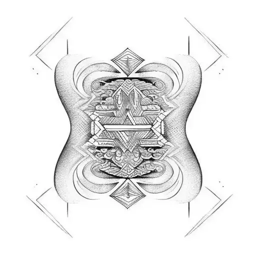 black and white polynesian style waves without any shades tattoo design idea