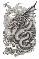 dragon and celestial scene tattoo design idea