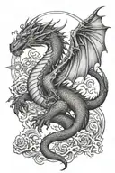 dragon and celestial scene tattoo design idea