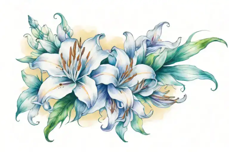 Lillian script tattoo design incorporating lily flower tattoo design idea